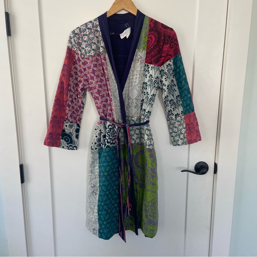 Lilka Anthropologie Quilted Cotton Patchwork Robe Small Boho - Picture 5 of 6